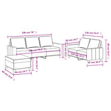 3 Piece Sofa Set with Cushions Black Fabric - Close-Up Angle