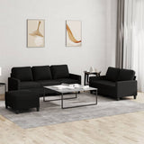 3 Piece Sofa Set with Cushions Black Fabric