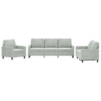 3 Piece Sofa Set with Cushions Light Grey Velvet