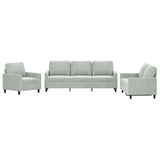 3 Piece Sofa Set with Cushions Light Grey Velvet - Front View