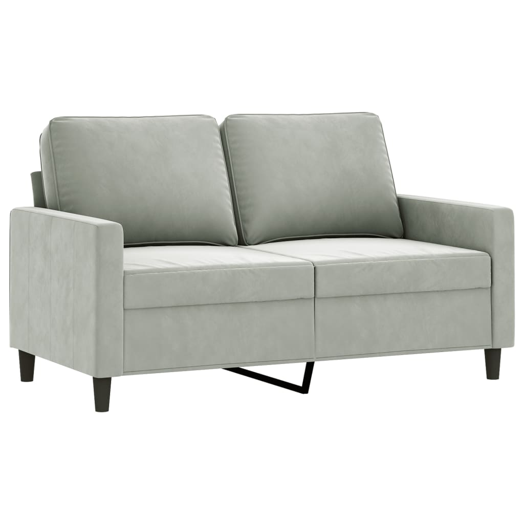 3 Piece Sofa Set with Cushions Light Grey Velvet