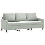 3 Piece Sofa Set with Cushions Light Grey Velvet