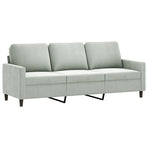 3 Piece Sofa Set with Cushions Light Grey Velvet