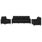 3 Piece Sofa Set with Cushions Black Velvet