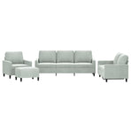 4 Piece Sofa Set with Cushions Light Grey Velvet