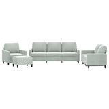 4 Piece Sofa Set with Cushions Light Grey Velvet - Front View