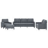 4 Piece Sofa Set with Cushions Dark Grey Velvet - Front View