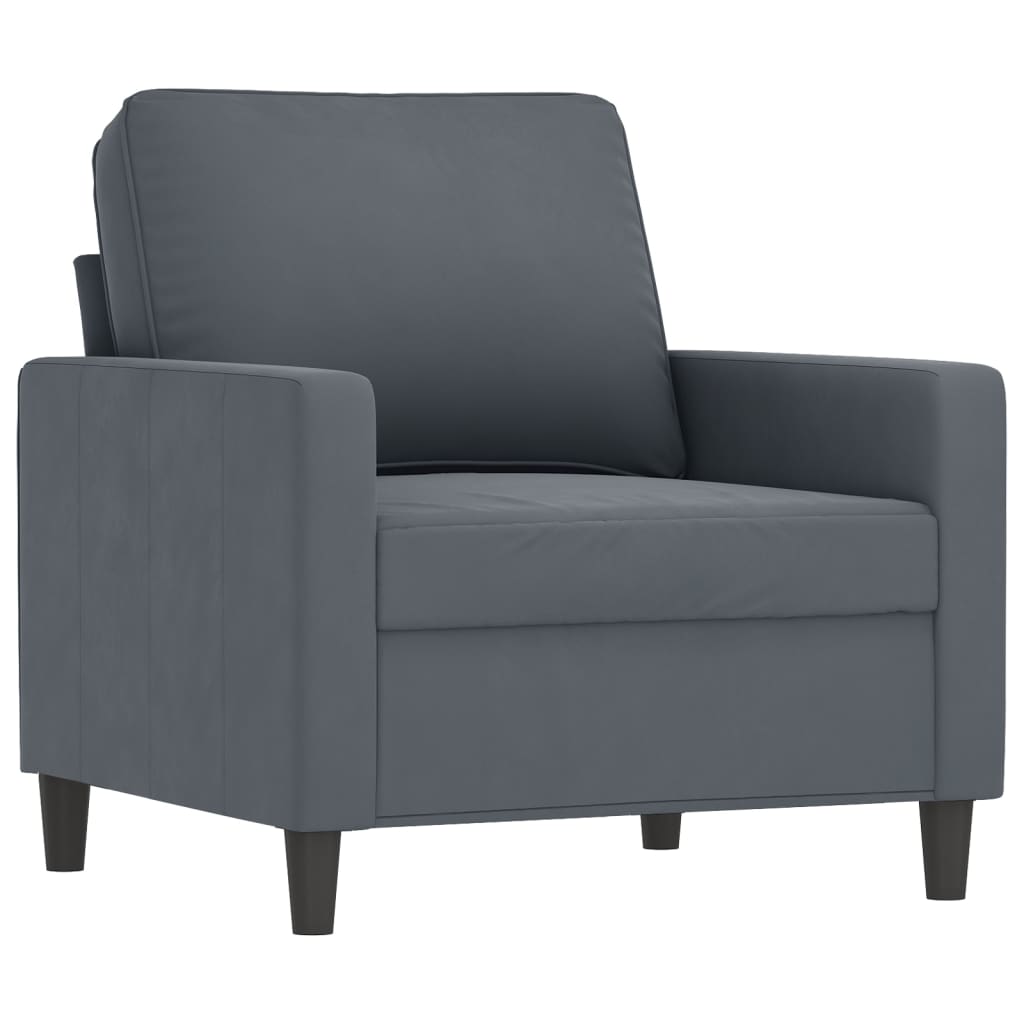 4 Piece Sofa Set with Cushions Dark Grey Velvet