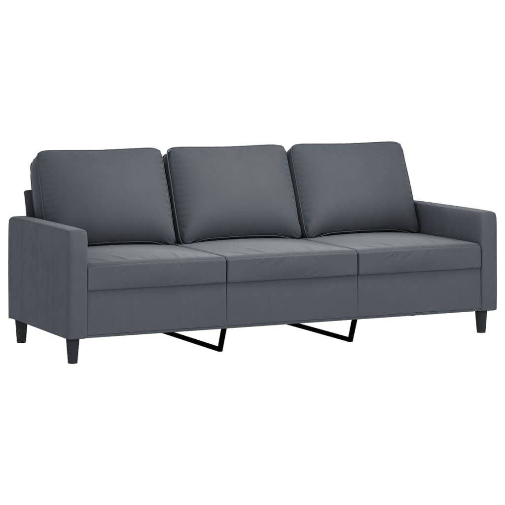 4 Piece Sofa Set with Cushions Dark Grey Velvet