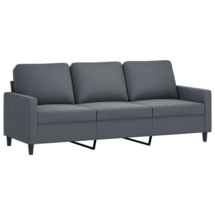 4 Piece Sofa Set with Cushions Dark Grey Velvet