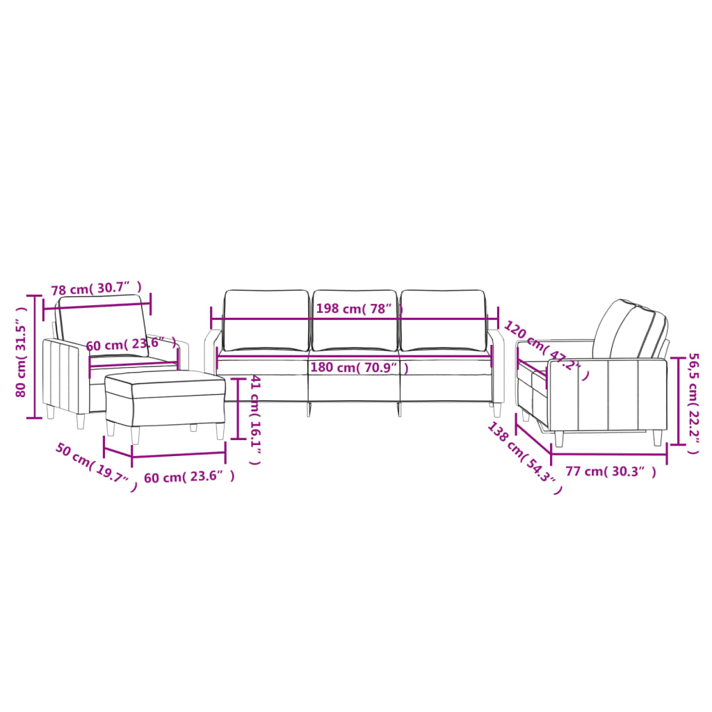 4 Piece Sofa Set with Cushions Dark Grey Velvet
