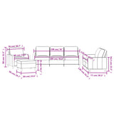 4 Piece Sofa Set with Cushions Dark Grey Velvet - Low Angle