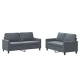 2 Piece Sofa Set with Cushions Dark Grey Velvet - Front View