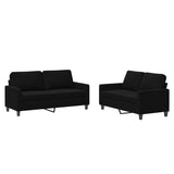 2 Piece Sofa Set with Cushions Black Velvet - Front View