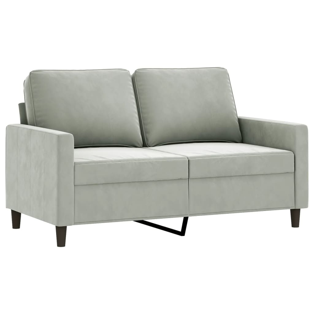 3 Piece Sofa Set with Cushions Light Grey Velvet