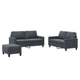 3 Piece Sofa Set with Cushions Dark Grey Velvet - Front View