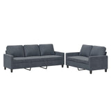 2 Piece Sofa Set with Cushions Dark Grey Velvet - Front View