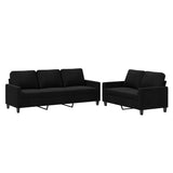 2 Piece Sofa Set with Cushions Black Velvet - Front View
