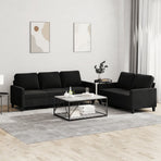 2 Piece Sofa Set with Cushions Black Velvet