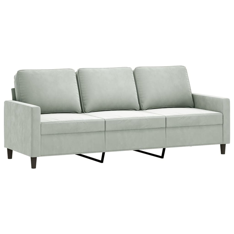 3 Piece Sofa Set with Cushions Light Grey Velvet
