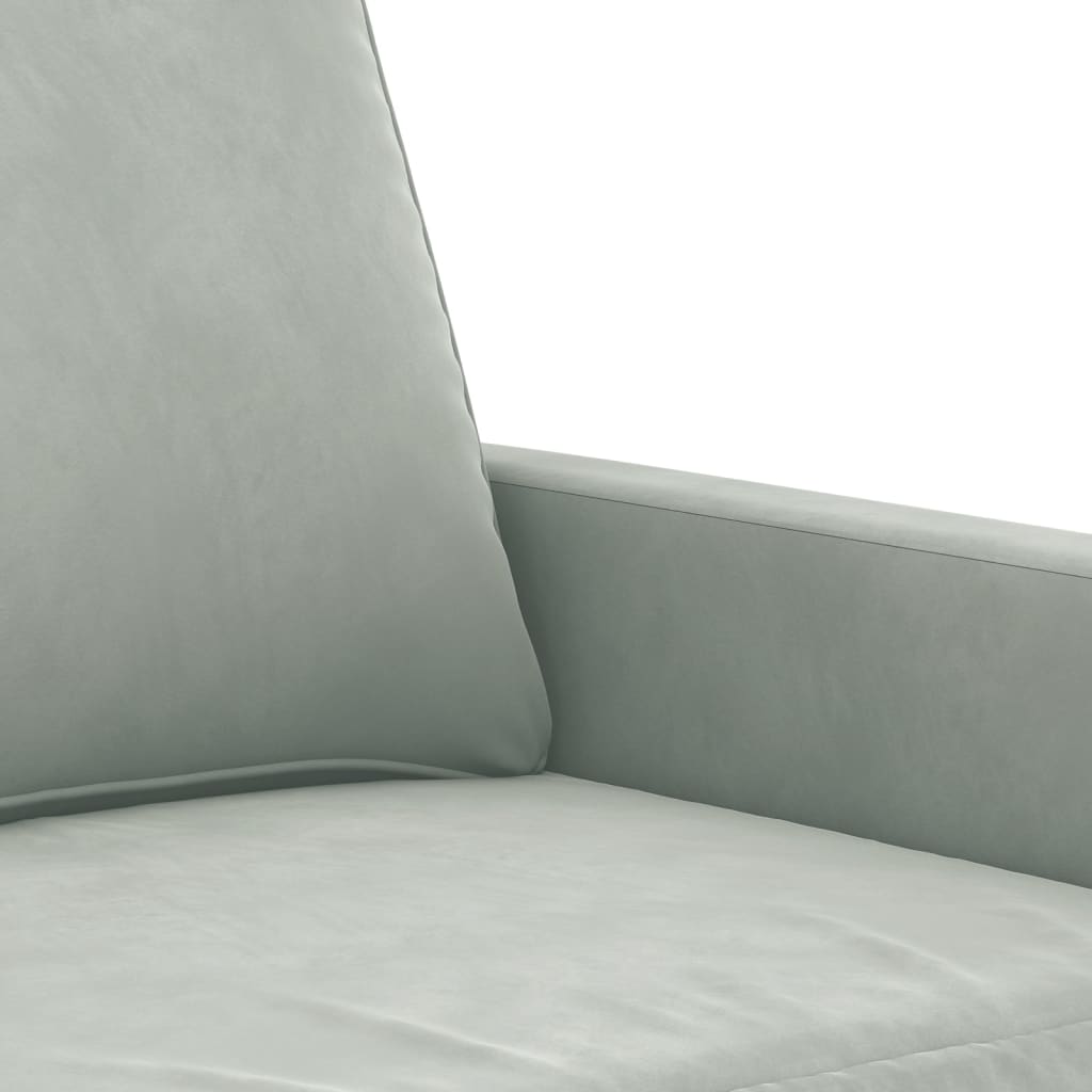 3 Piece Sofa Set with Cushions Light Grey Velvet