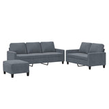 3 Piece Sofa Set with Cushions Dark Grey Velvet - Front View