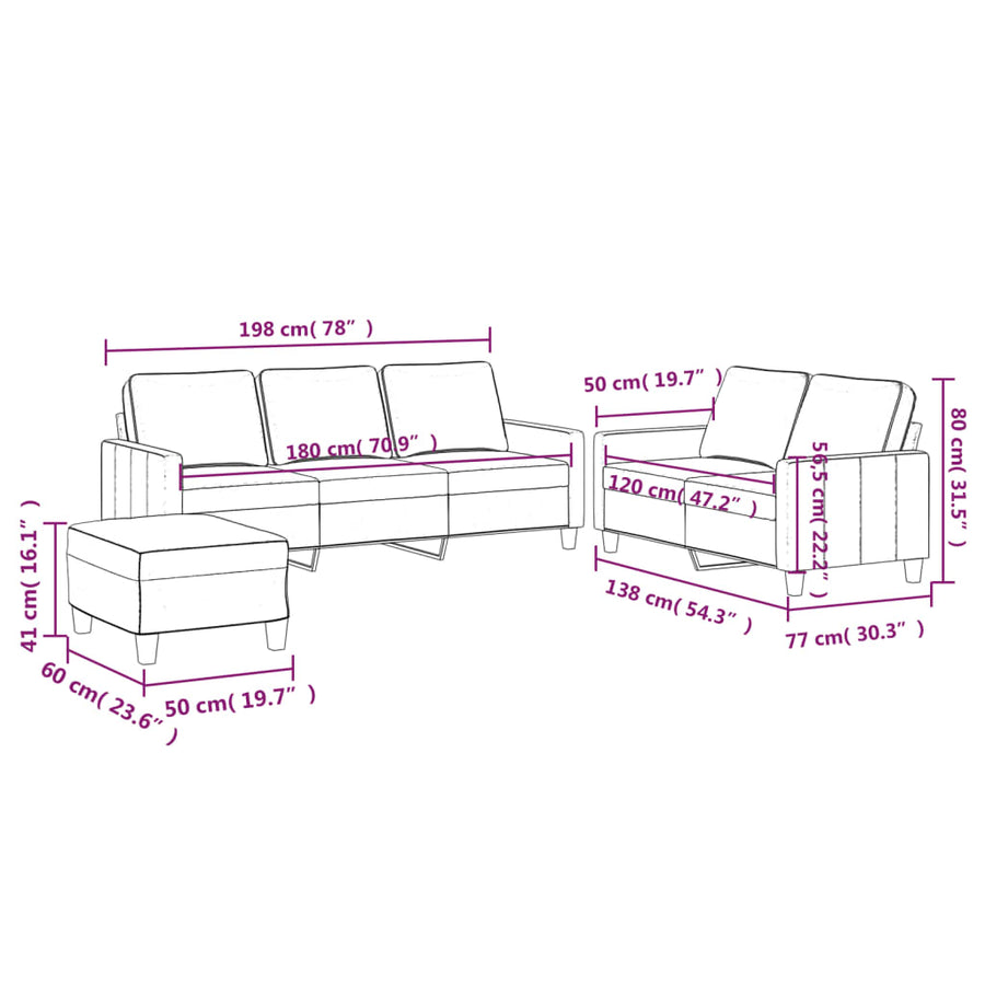 3 Piece Sofa Set with Cushions Dark Grey Velvet