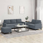 3 Piece Sofa Set with Cushions Dark Grey Velvet