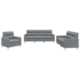 3 Piece Sofa Set with Cushions Light Grey Fabric