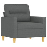 3 Piece Sofa Set with Cushions Dark Grey Fabric - Side View