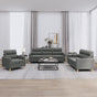 3 Piece Sofa Set with Cushions Dark Grey Fabric