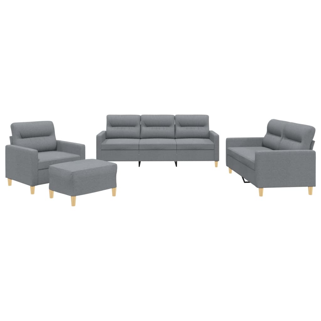 4 Piece Sofa Set with Cushions Light Grey Fabric