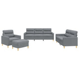 4 Piece Sofa Set with Cushions Light Grey Fabric