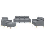 4 Piece Sofa Set with Cushions Light Grey Fabric