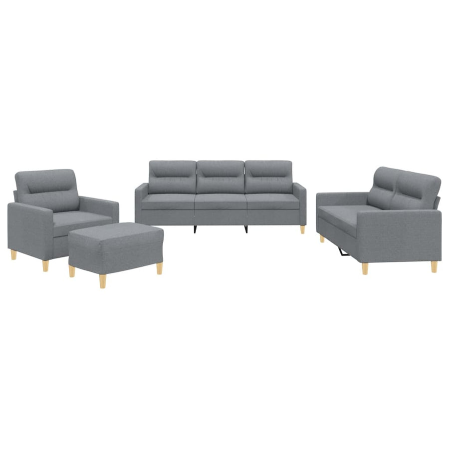 4 Piece Sofa Set with Cushions Light Grey Fabric
