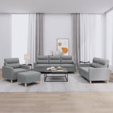4 Piece Sofa Set with Cushions Light Grey Fabric