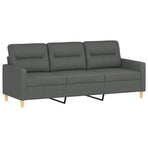 4 Piece Sofa Set with Cushions Dark Grey Fabric