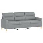 3 Piece Sofa Set with Pillows Light Grey Fabric