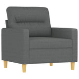 3 Piece Sofa Set with Pillows Dark Grey Fabric - Side View