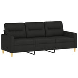 3 Piece Sofa Set with Pillows Black Fabric - 45-Degree Angle