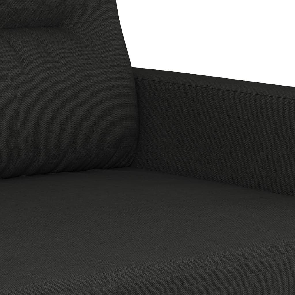 3 Piece Sofa Set with Pillows Black Fabric