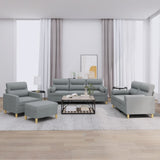 4 Piece Sofa Set with Pillows Light Grey Fabric