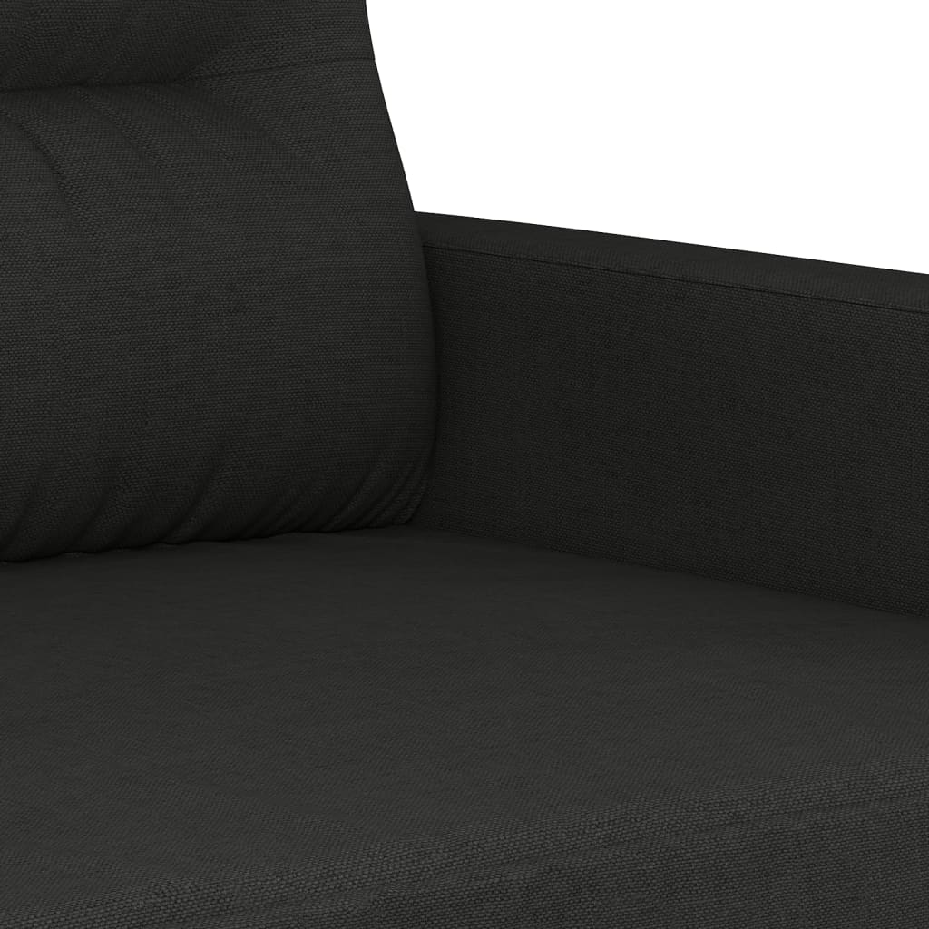 4 Piece Sofa Set with Pillows Black Fabric