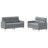 2 Piece Sofa Set with Cushions Light Grey Fabric - Front View