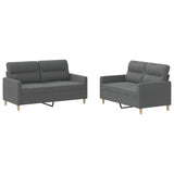 2 Piece Sofa Set with Cushions Dark Grey Fabric - Front View