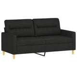 2 Piece Sofa Set with Cushions Black Fabric - Top-Down View
