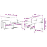 2 Piece Sofa Set with Cushions Black Fabric - Rear View