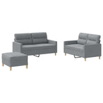 3 Piece Sofa Set with Cushions Light Grey Fabric