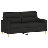 2 Piece Sofa Set with Pillows Black Fabric - Top-Down View