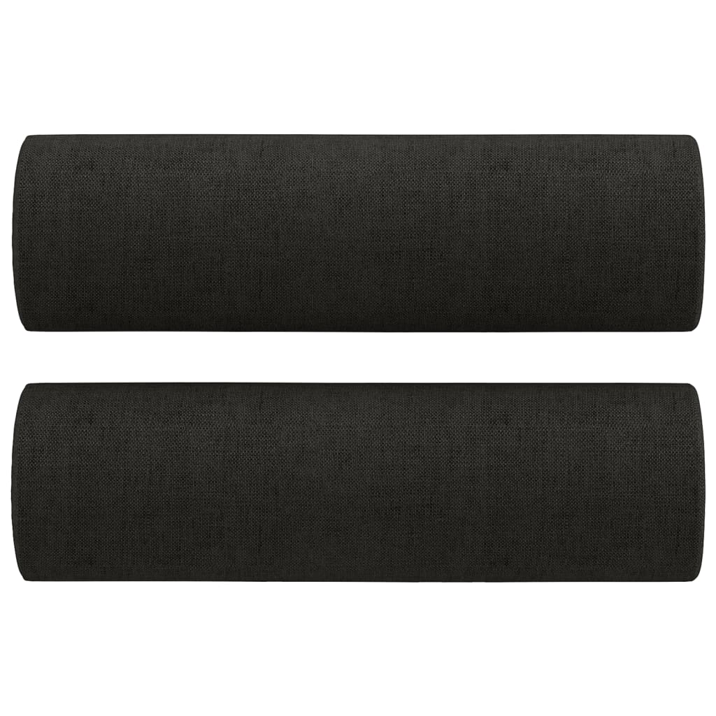 2 Piece Sofa Set with Pillows Black Fabric